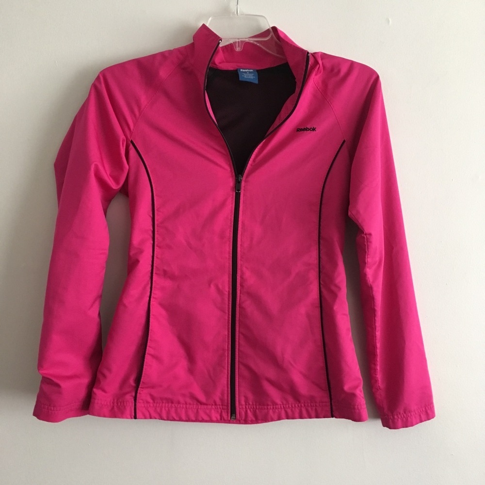 Reebok pink windbreaker zip up jacket small